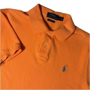 Polo Ralph Lauren Polo Shirt Men Large Orange Classic Fit Blue Pony